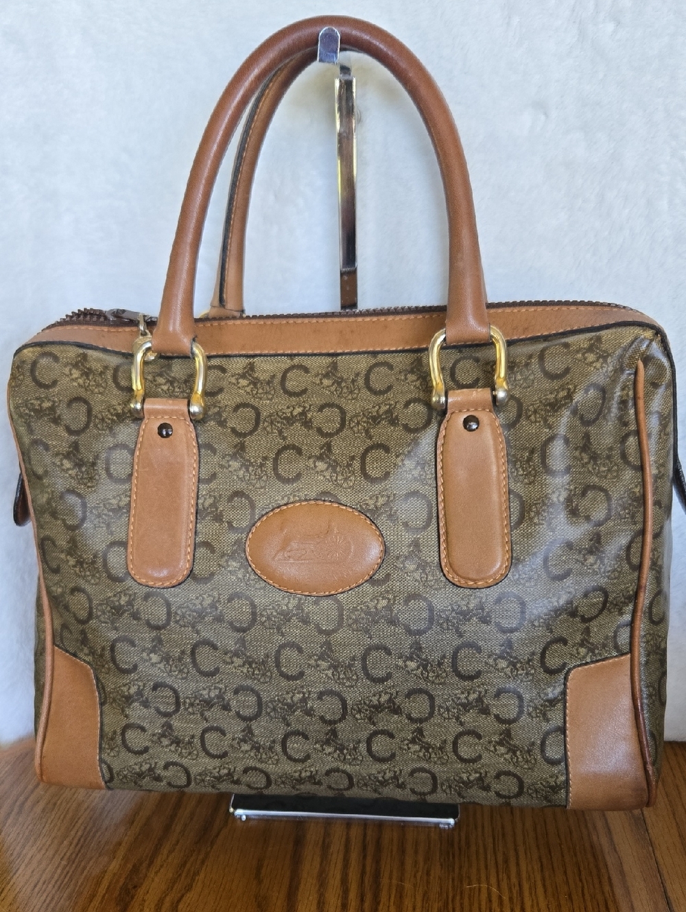 Celine Vintage Macadam Canvas Top Handle Bag W/ COA